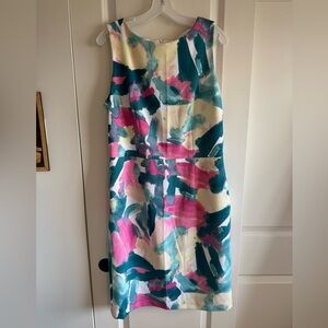 Apt. 9 Sleeveless Abstract Midi Dress in Pink, Teal & Cream